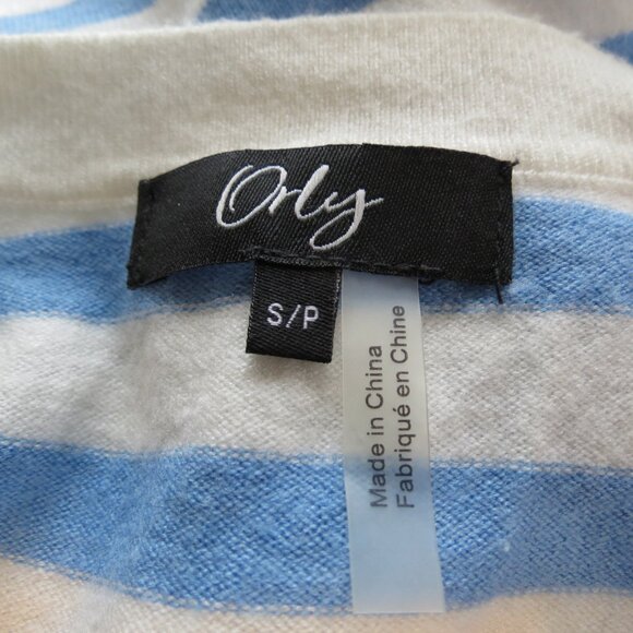 Orly Long Cardigan Sweater Blue/White Stripe Viscose Blend Size Small - Picture 7 of 8